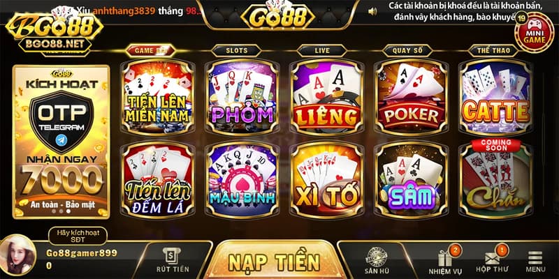 Đa dạng sản phẩm game tải Go88 và phù hợp với mọi nhu cầu