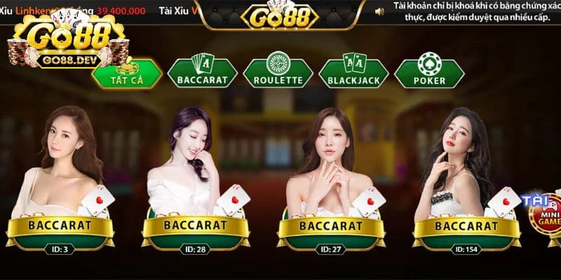 Những trò chơi casino bạn nên tham gia khi tải Go88